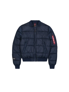 ALPHA INDUSTRIES Pánský bomber prošívaný s kapucí LOGO PUFFER 258125/697 tmavě modrý